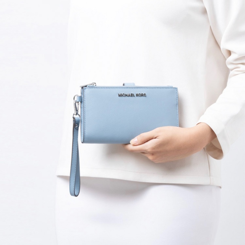 Michael Kors blue double zip wallet